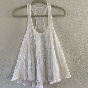 Lovely ivory lace top with grid crochet accents